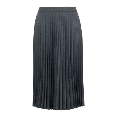 HONRN/红人灰色百褶羊毛半身裙