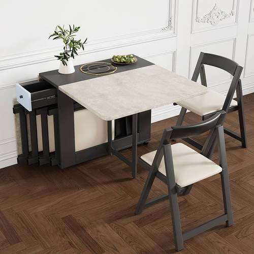 批发小户型客厅可折叠餐桌椅组合北欧简约家用餐厅功能长方形吃饭