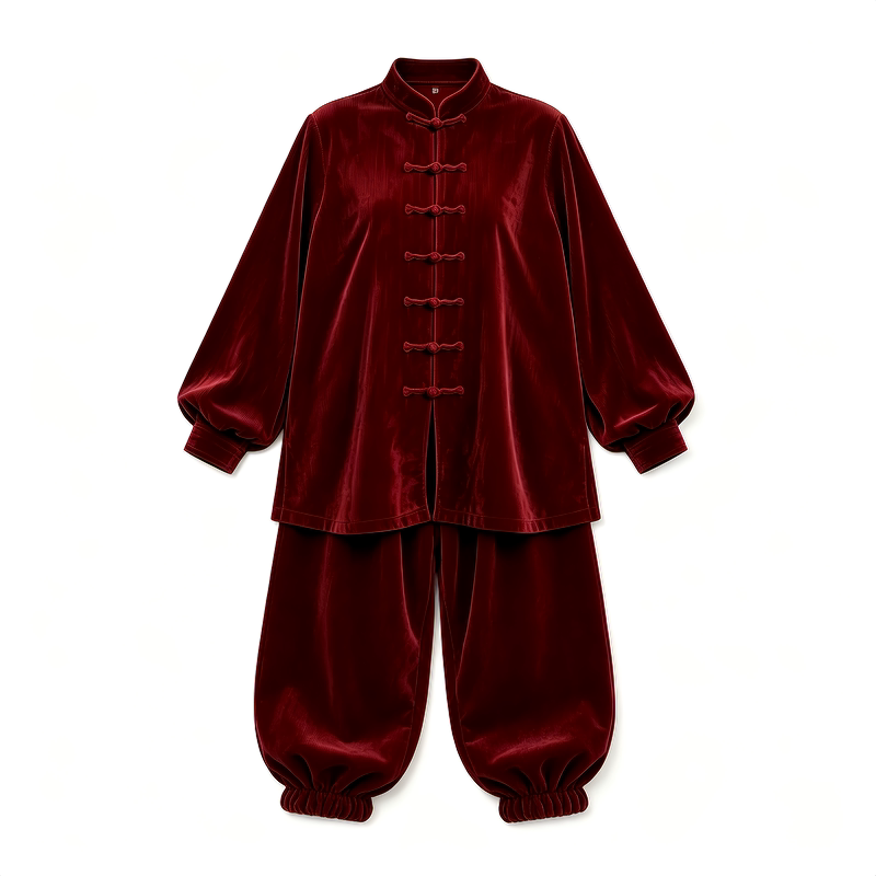 中长款灯芯绒太极服女冬季加厚内加绒太极拳练功服中老年武术表演