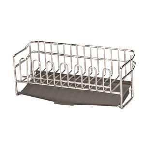 摩登主妇304不锈钢抹布收纳沥水架厨房洗碗布水槽水池窄边置物架