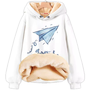 加绒卫衣男2025新款秋冬款加厚连帽青少年初中生学生冬季冬装外套