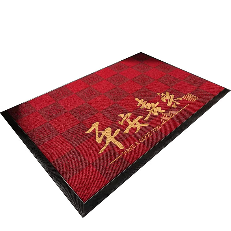 红色入户门地垫喜庆大门口防滑脚垫玄关进门耐脏除尘地毯定制门垫