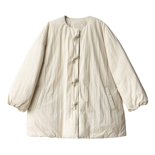 春庭雪 中式文艺复古国风95白鸭绒加厚羽绒服人丝提花中长款外套