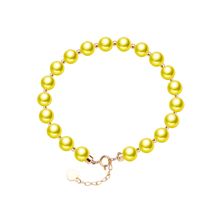 天然akoya海水珍珠手链18k金皇后小金珠手链羽皇珠手串浅金色女小