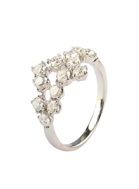 中古95新日本进口商品星辰群镶钻石铂金900戒指52号