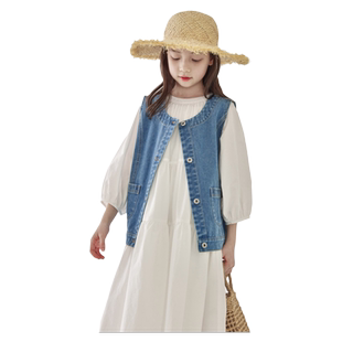 女童牛仔马甲儿童春秋薄款外套女孩气质百搭开衫背心童装夏季潮