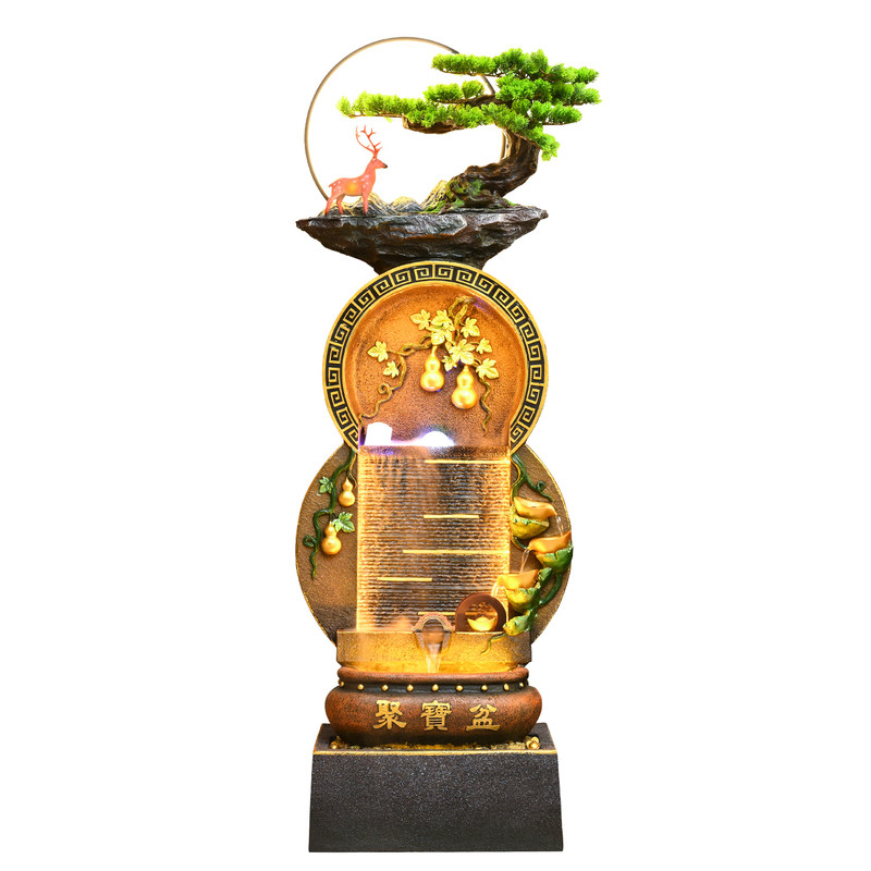 葫芦循环流水摆件循环水聚宝盆假山水景观办公室风水轮开业礼物