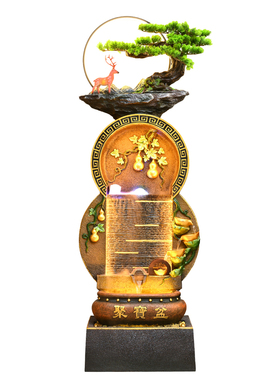 葫芦循环流水摆件循环水聚宝盆假山水景观办公室风水轮开业礼物