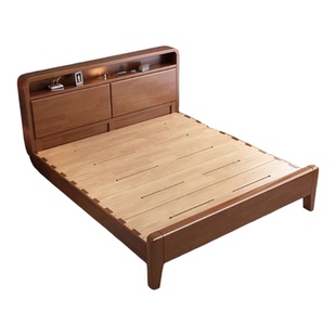 北欧静音全实木床双人1.8米主卧床1.5家用简约现代榫卯满铺白色床