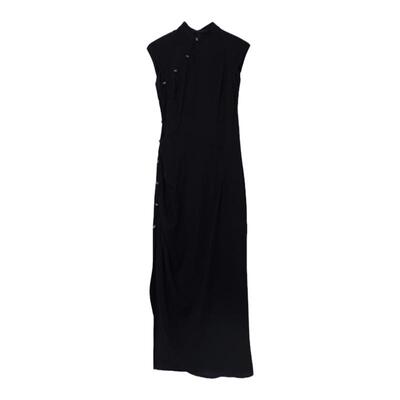 新中式旗袍高开衩不对称褶皱