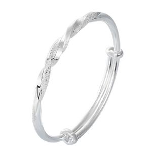 中国白银 臻汇银莫比乌斯纯银手镯女足银999实心推拉镯子生日礼物