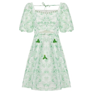 【奥莱】MAXRIENY田园风连衣裙夏季修身碎花裙子