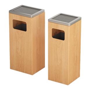 中式新款溢芯木制垃圾桶立式大号酒店带烟灰缸实木写字楼电梯口箱