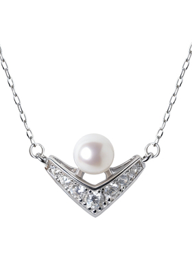 天然淡水珍珠项链吊坠2025新款女轻奢小众s925纯银配饰媲美akoya