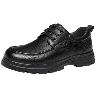 骆驼男鞋2025冬季新款牛皮舒适加绒工装中年爸爸男士商务休闲皮鞋