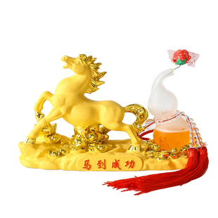 汽车香水座马到成功葫芦摆件饰品车载个性超大骏马男女士装饰用品