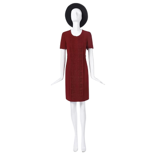 靓诺亮红色立领绣花连衣裙LL18282A