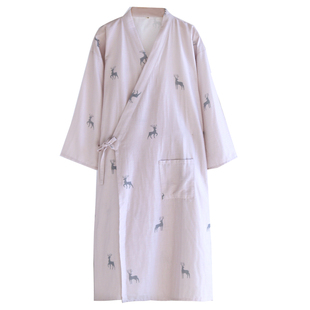 纯棉纱布情侣和服春秋夏睡袍薄款宽松大码汗蒸浴袍家居服睡衣睡裙
