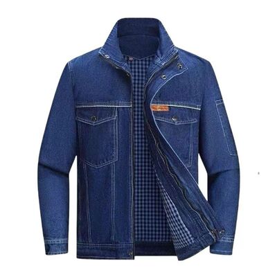 牛仔工作服套装男劳保防烫电焊