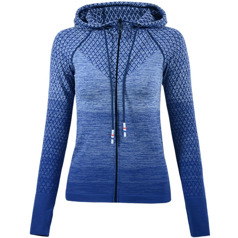 健身外套女紧身跑步训练瑜伽服套装速干运动上衣连帽拉链修身长袖