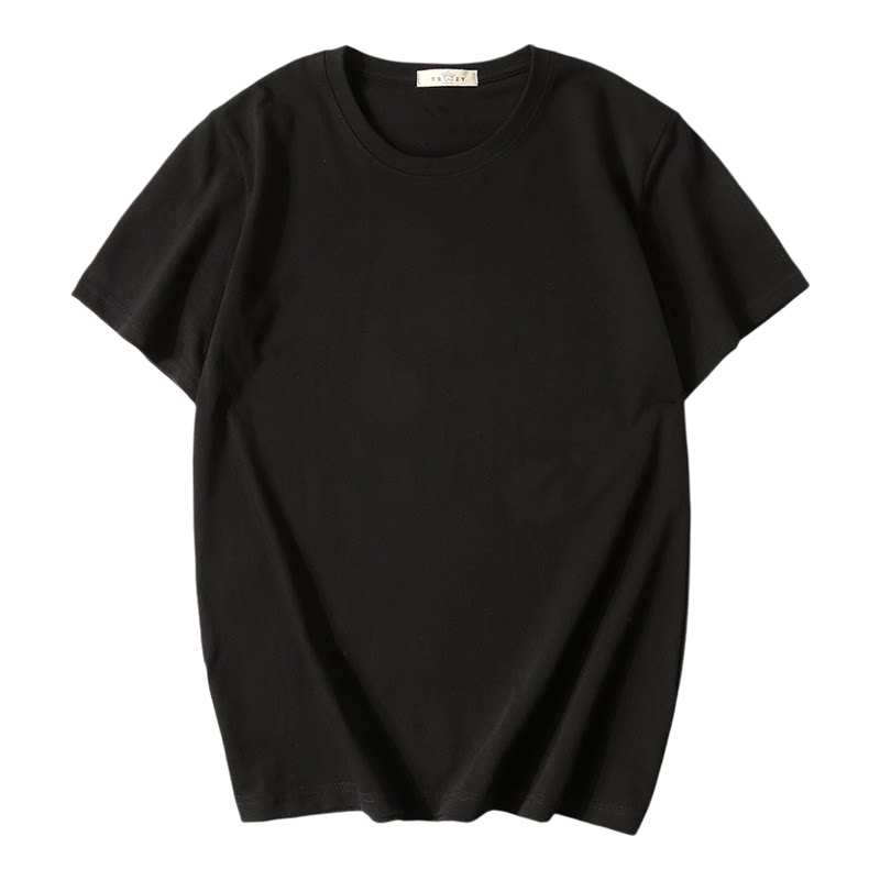 diy定制班服工作服印图字logo圆领t恤夏季男女新款宽松白色短袖