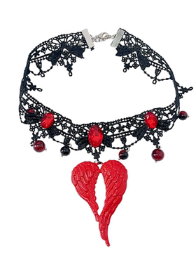 暗黑系红色爱心翅膀choker