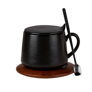 简约创意个性磨砂陶瓷马克杯带盖勺挂耳咖啡杯女可爱少女家用杯子