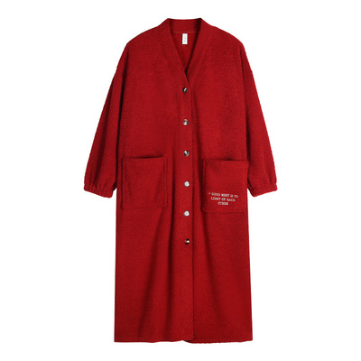 轩靓半边绒情侣睡袍冬季加绒加厚