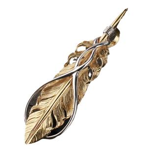 一休老银匠 HORIZON BLUE金线绕线羽毛吊坠HB手工925纯银羽毛吊坠