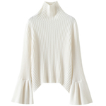 版型太到位了！喇叭袖100%纯山羊绒衫女高领纯羊绒毛衣针织衫秋冬