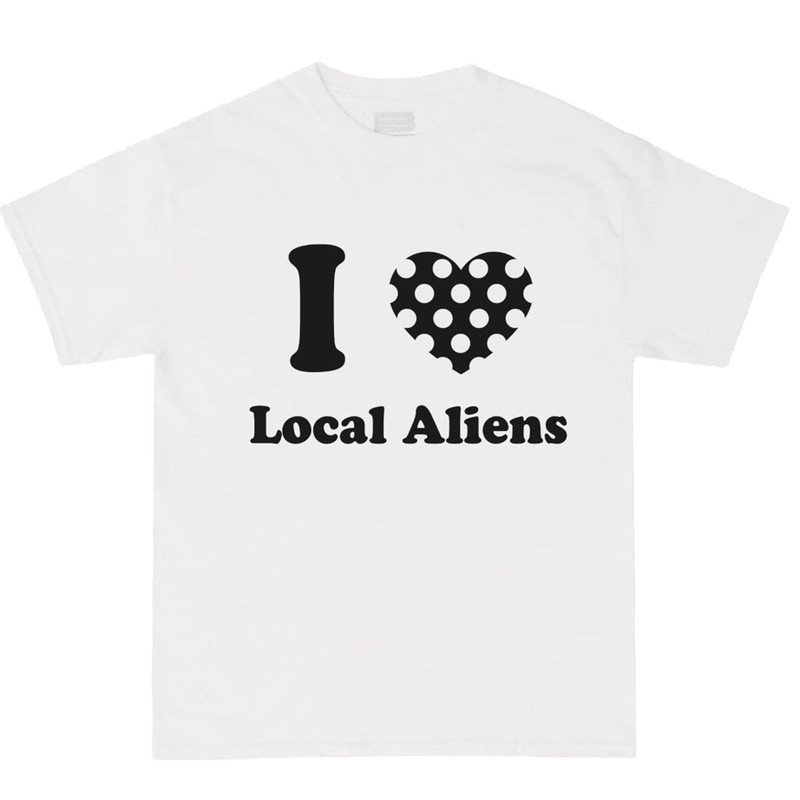 local aliens外星沙龙美式复古波点爱心印花短袖圆领宽松整肩半袖