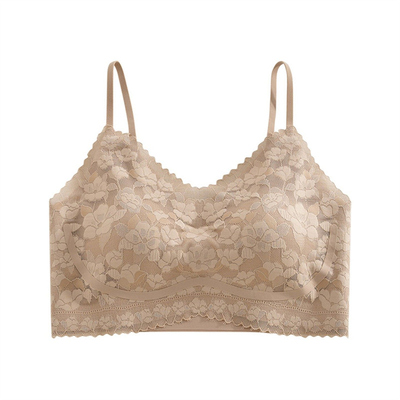 春新款法式蕾丝内衣女文胸吊带一体带胸垫内搭打底无痕美背固定杯