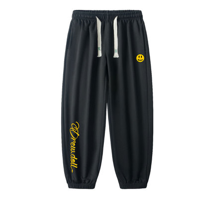 宽松休闲束脚笑脸华夫格卫裤