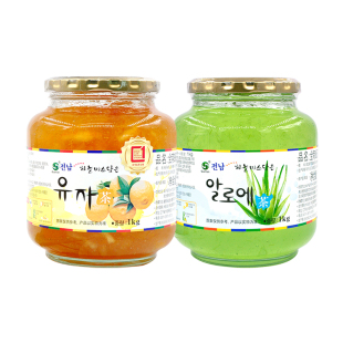 【全南旗舰店】韩国进口全南蜂蜜柚子茶1kg全南蜂蜜芦荟茶1kg组合