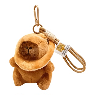毛绒汉堡薯条卡皮巴拉公仔钥匙扣2026年新款钥匙挂绳可爱书包挂件