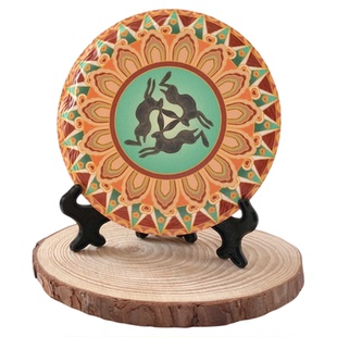 敦煌杯垫壁画藻井九色鹿陶瓷茶杯垫莫高窟旅游纪念品文创桌面摆件