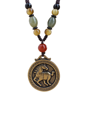 黄铜十二生肖吊坠长款毛衣链