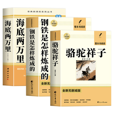 骆驼祥子和钢铁是怎样炼成的正版原著完整版海底两万里七年级下册必读正版课外书7下初一课外阅读书籍配套人教版初中名著书目老舍