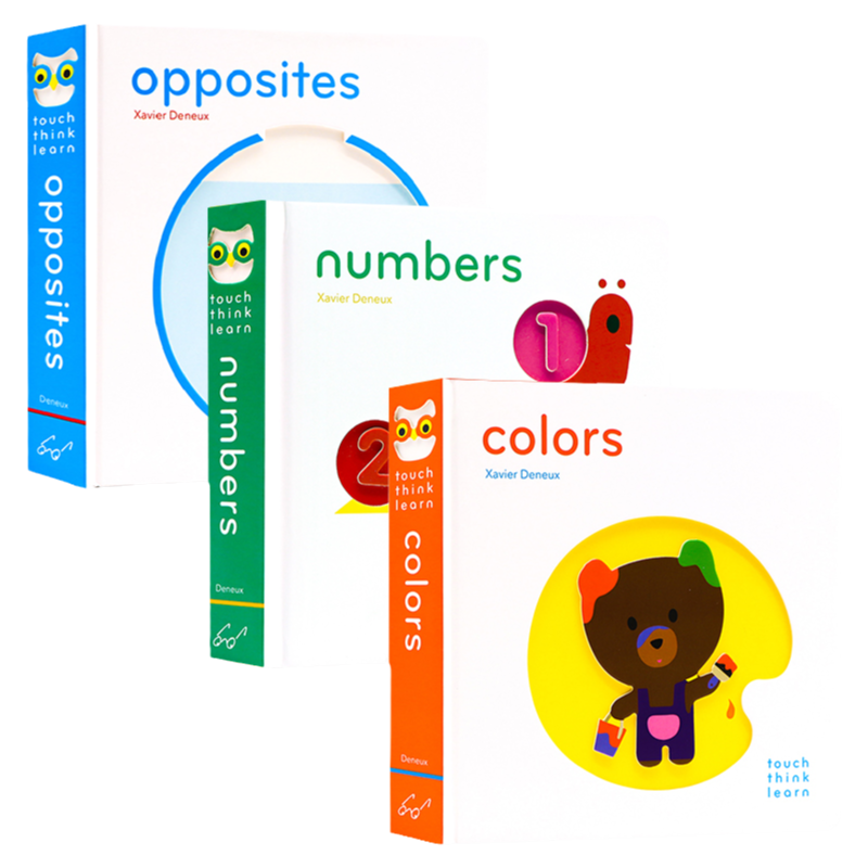 小手摸摸全知道 Touch Think Learn3册 Numbers数字 Colors颜色Opposites反义词 英文原版绘本纸板书触摸书 启蒙艺术Xavier Deneux