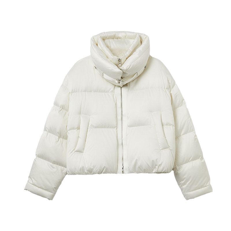 糖皮出品 双层防风立领 90%白鹅绒 冬季保暖蓬松泡芙短款羽绒服