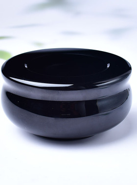 天然黑曜石聚宝盆风水招财摆件