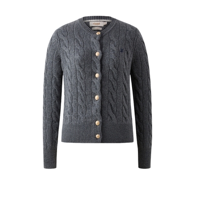 【绒感棉花糖含山羊绒】ELand衣恋毛衣女绞花针织开衫2025秋冬新