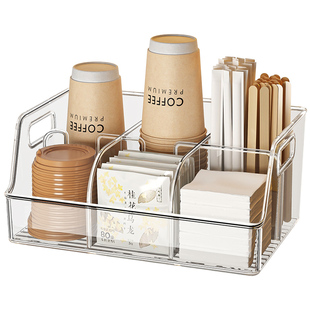 一次性咖啡杯收纳架水吧台纸杯架吸管水杯置物盒摆摊奶茶杯放置架