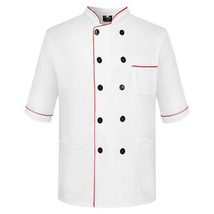 酒店制服酒楼餐厅饭店厨师工作服男中袖厨师服中袖七分袖上衣秋装