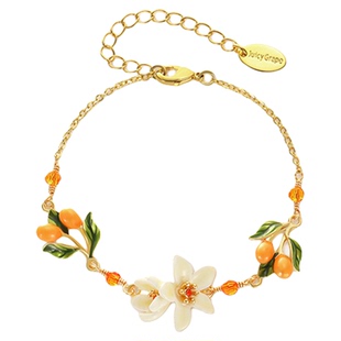 Juicy Grape原创珐琅橙花小金桔项链手链耳环女套装新年生日礼物
