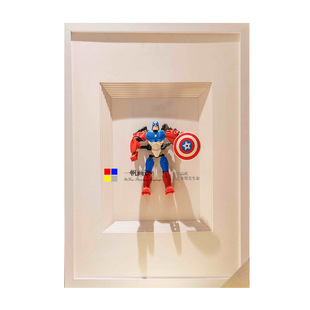 积木漫威美国队长装饰原创卡通实物画样板间男孩儿童房挂画立体画