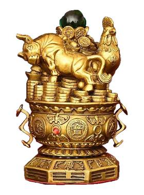 貔貅吉祥摆件避火龙水晶球金蟾铜龙钱袋子黄铜龙皮丘家居三合