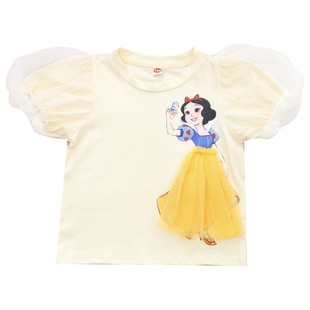 女童纯棉泡泡袖短袖T恤 夏季薄款儿童宝宝小女孩童装卡通半袖衣服