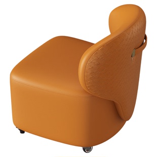 矮凳实木溜溜凳靠背椅万向轮小凳子真皮客厅家用高级感沙发凳椅子