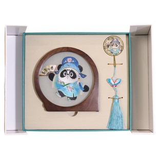 送外国人的中国特色礼物熊猫礼品伴手礼手工双面绣摆件非遗工艺品